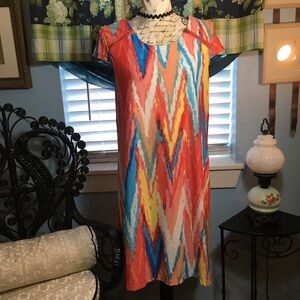 R&K water color short sleeve midi dress